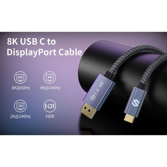 Silkland USB C to DisplayPort 1.4 Cable 8K 6.6ft - Picture 3 of 10